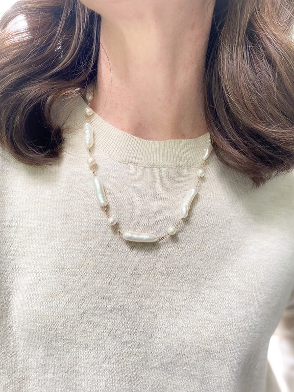 Biwa Pearl Necklace - Marshcreekjewelry