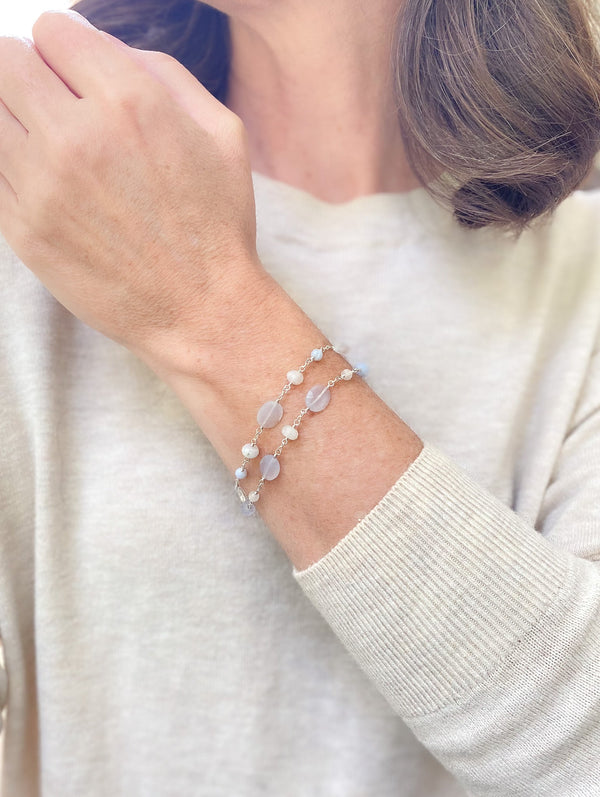 Blue Chalcedony Layered Bracelet - Marshcreekjewelry