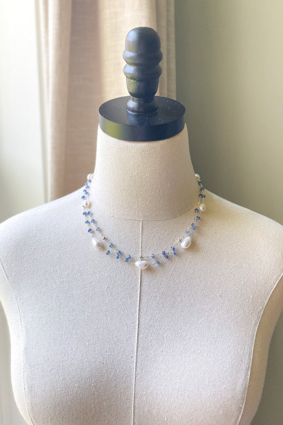 Blue Kyanite Necklace with Pearls - Marshcreekjewelry