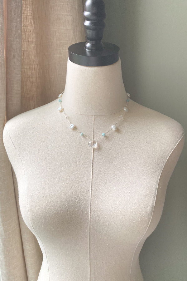 Crystal Quartz and Pearl Necklace - Marshcreekjewelry