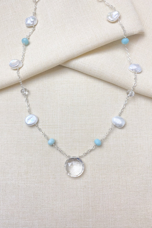 Crystal Quartz and Pearl Necklace - Marshcreekjewelry