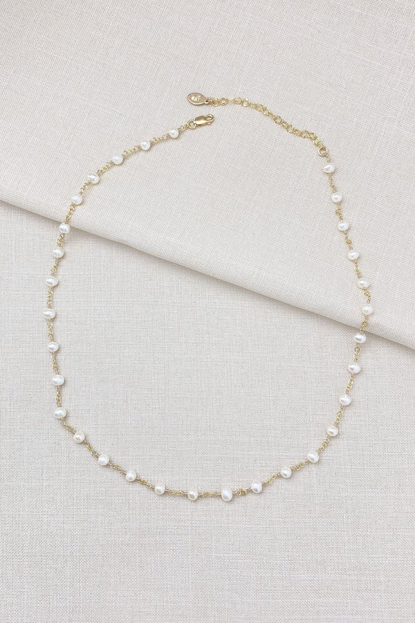 Delicate Pearl Necklace in Gold - Marshcreekjewelry