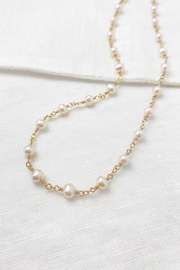 Delicate Pearl Necklace in Gold - Marshcreekjewelry