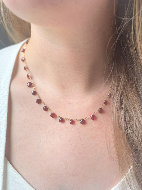 Garnet Necklace in Gold Fill - Marshcreekjewelry