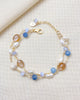 Gold Layered Blue Gemstone and Pearl Bracelet - Marshcreekjewelry