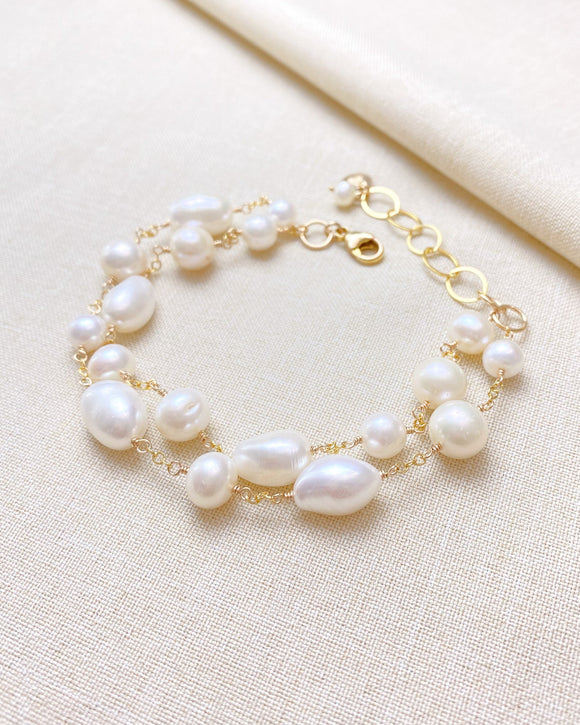Gold Layered Mixed Pearl Bracelet - Marshcreekjewelry