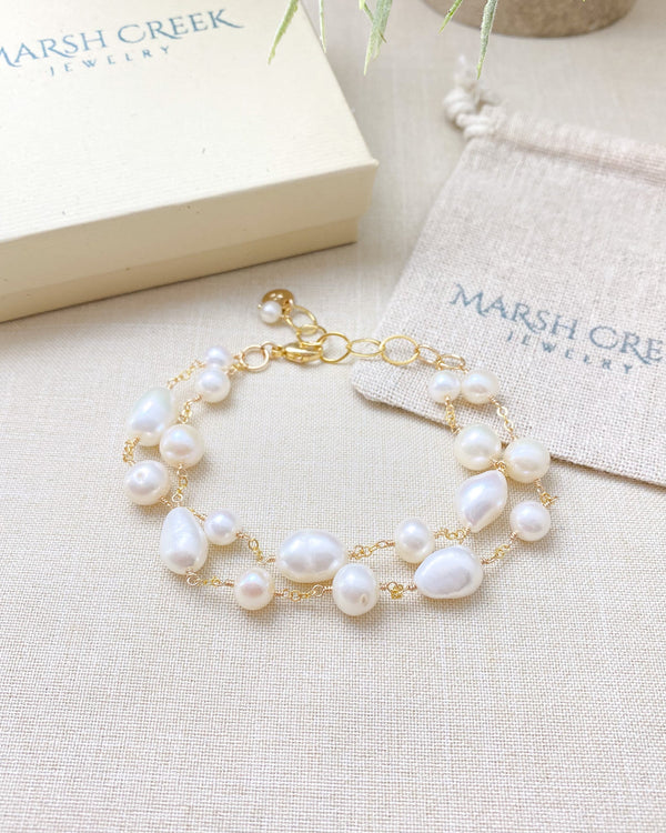 Gold Layered Mixed Pearl Bracelet - Marshcreekjewelry