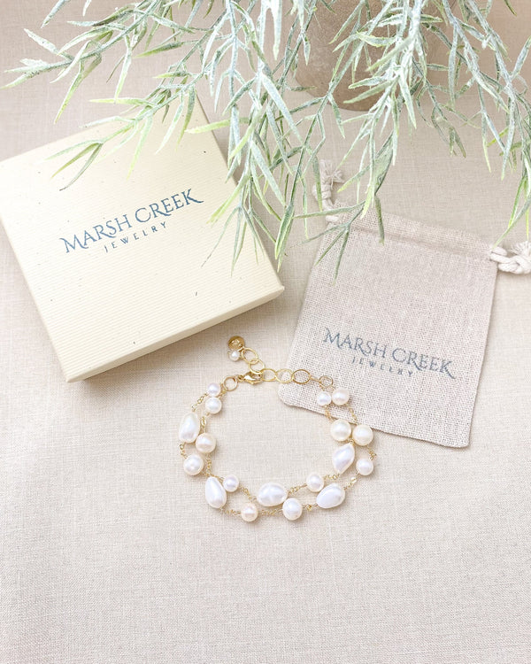 Gold Layered Mixed Pearl Bracelet - Marshcreekjewelry