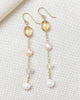 Golden Gemstone and Pink Pearl Earrings - Marshcreekjewelry