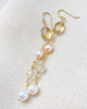 Golden Gemstone and Pink Pearl Earrings - Marshcreekjewelry