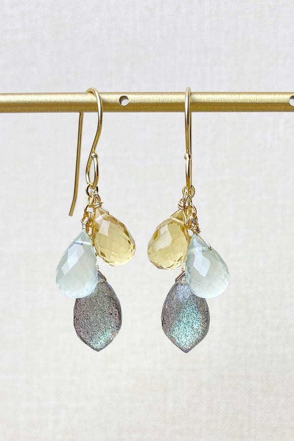 Labradorite Earrings with Citrine and Prehnite - Marshcreekjewelry