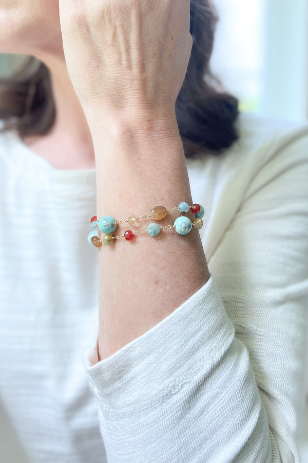 Layered Aqua Gemstone Bracelet - Marshcreekjewelry