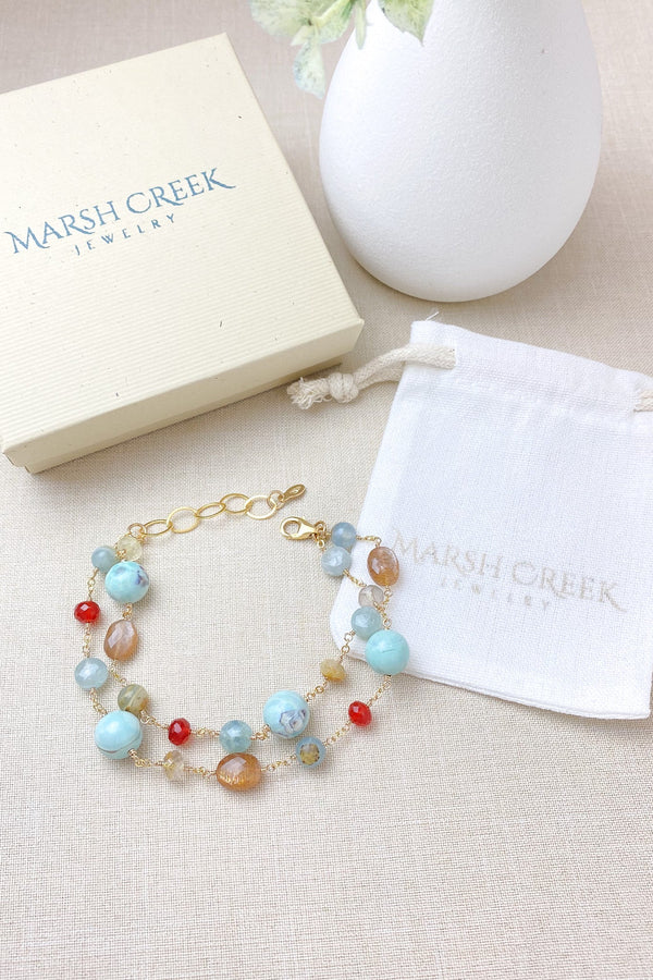 Layered Aqua Gemstone Bracelet - Marshcreekjewelry