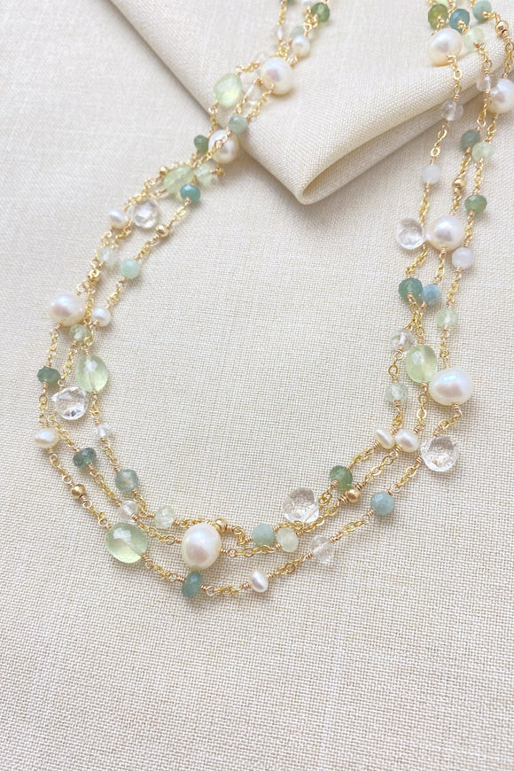 Layered Green Gemstone Necklace - Marshcreekjewelry