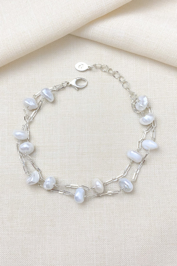 Layered Pearl and Sterling Silver Bracelet - Marshcreekjewelry