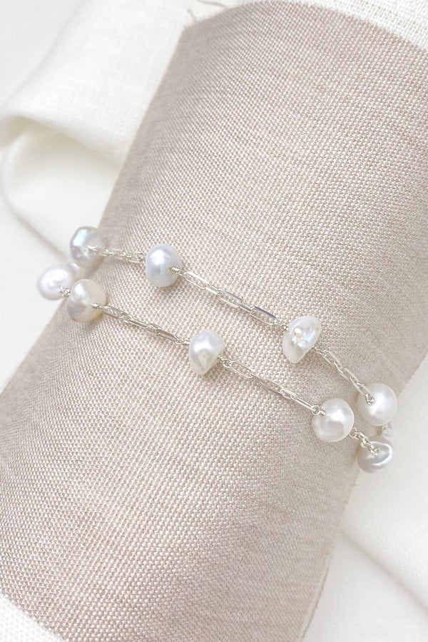 Layered Pearl and Sterling Silver Bracelet - Marshcreekjewelry