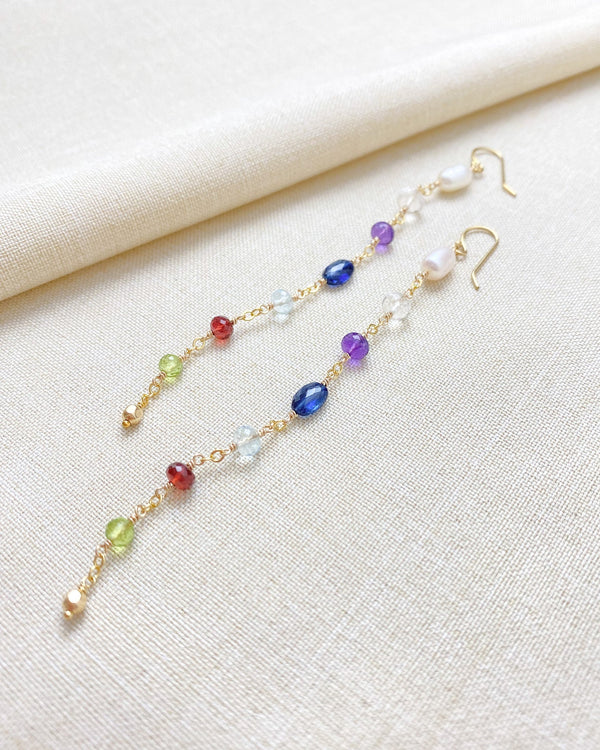 Long Linear Semiprecious Gemstone Earrings - Marshcreekjewelry