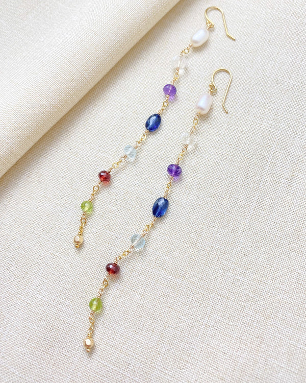 Long Linear Semiprecious Gemstone Earrings - Marshcreekjewelry