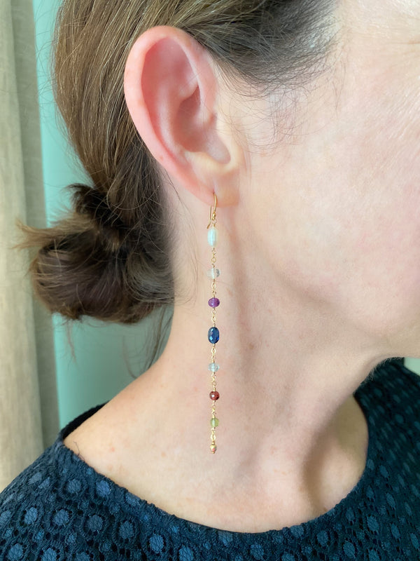 Long Linear Semiprecious Gemstone Earrings - Marshcreekjewelry