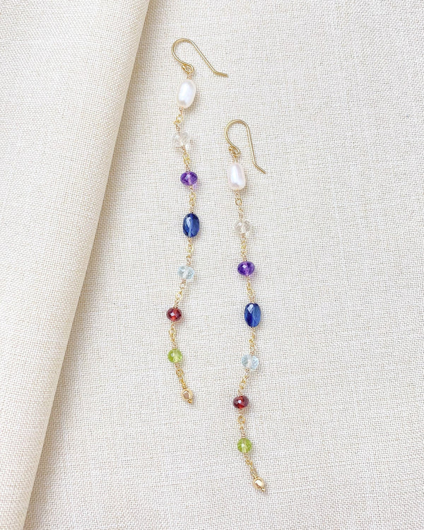 Long Linear Semiprecious Gemstone Earrings - Marshcreekjewelry