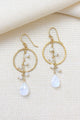 Moonstone Earrings with Hammered Gold Circles - Marshcreekjewelry