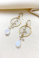 Moonstone Earrings with Hammered Gold Circles - Marshcreekjewelry