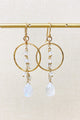 Moonstone Earrings with Hammered Gold Circles - Marshcreekjewelry