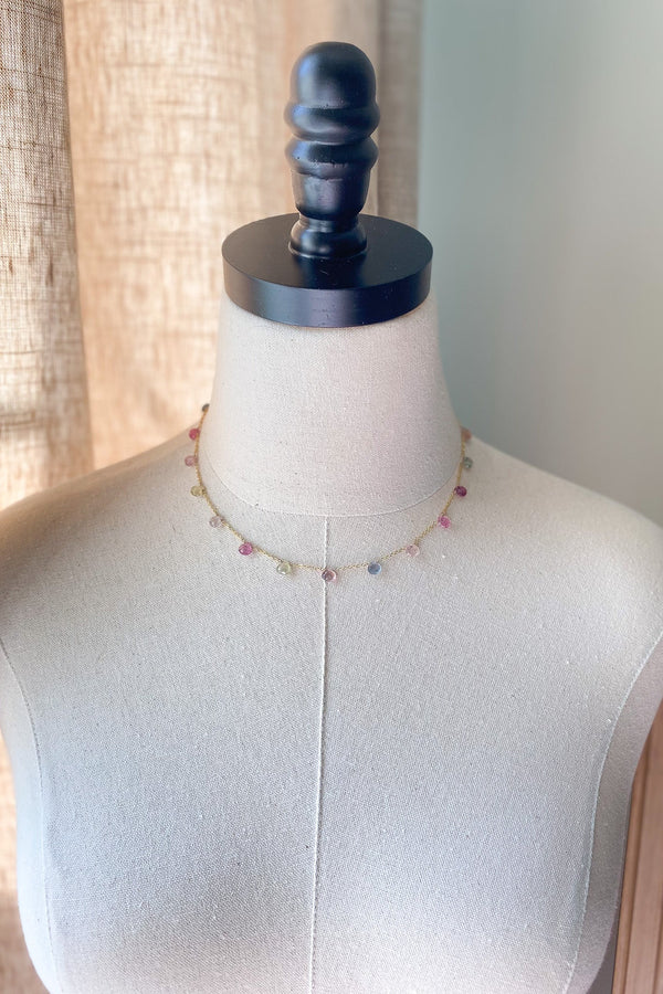 Multi Color Sapphire and Ruby Necklace - Marshcreekjewelry