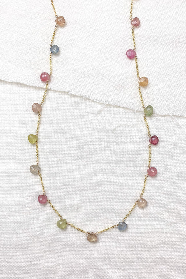 Multi Color Sapphire and Ruby Necklace - Marshcreekjewelry