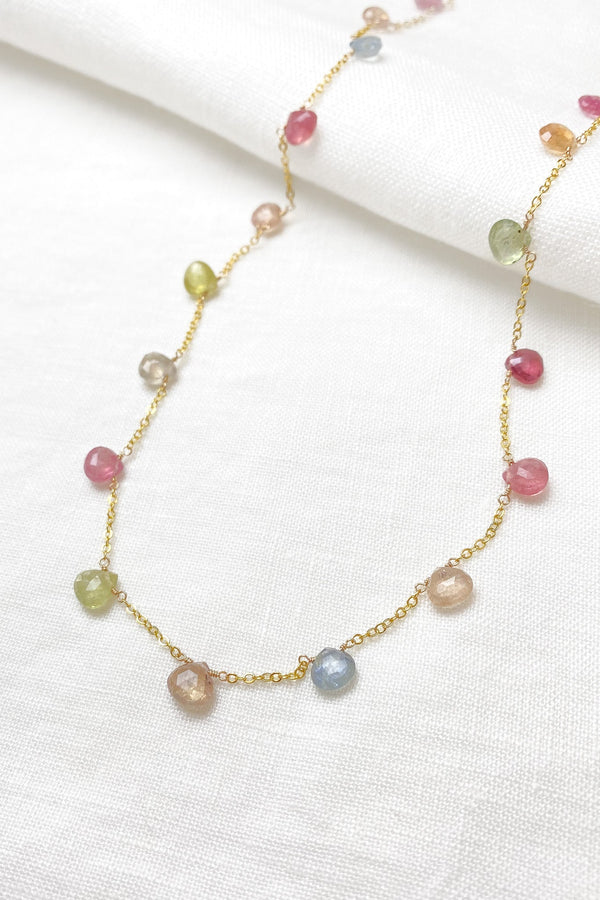 Multi Color Sapphire and Ruby Necklace - Marshcreekjewelry