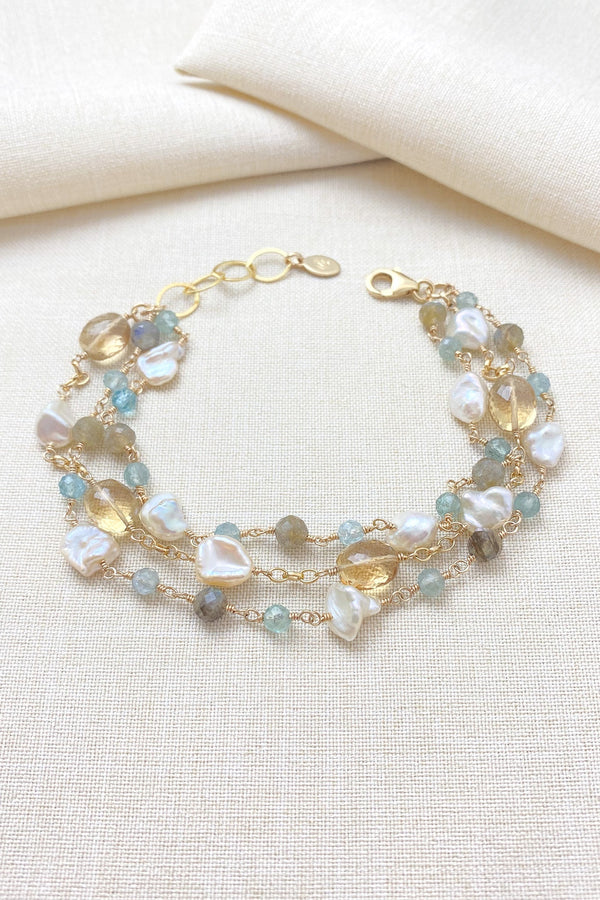 Multi Gemstone Bracelet with Baroque Pearls - Marshcreekjewelry