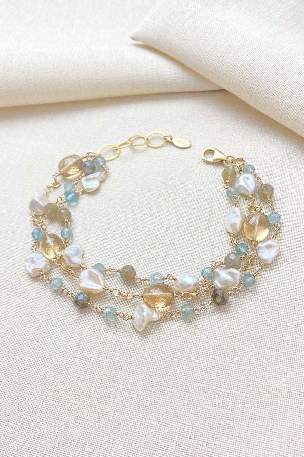 Multi Gemstone Bracelet with Baroque Pearls - Marshcreekjewelry