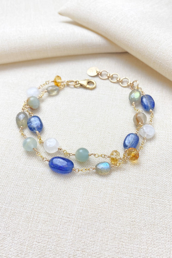 Multicolor Gemstone Bracelet with Labradorite Citrine and Kyanite - Marshcreekjewelry