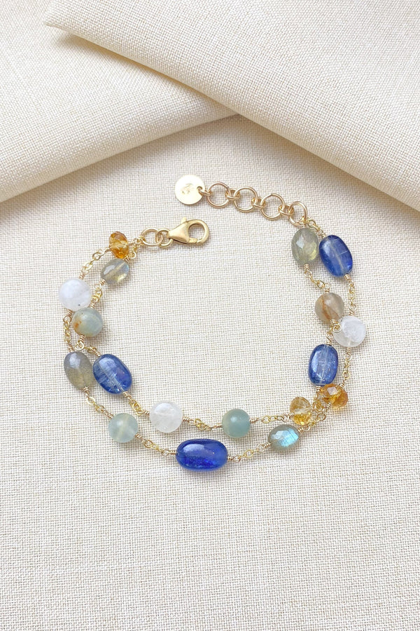 Multicolor Gemstone Bracelet with Labradorite Citrine and Kyanite - Marshcreekjewelry