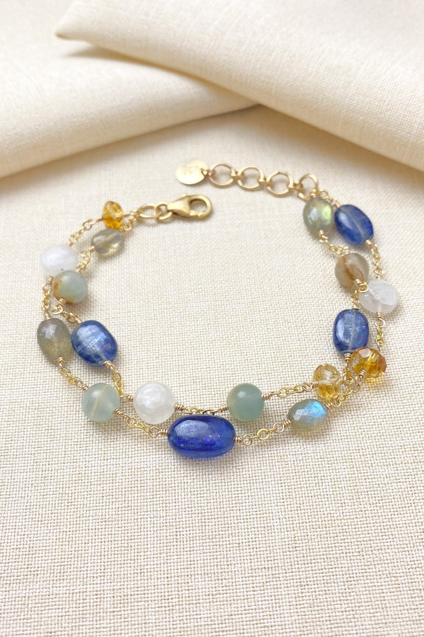 Multicolor Gemstone Bracelet with Labradorite Citrine and Kyanite - Marshcreekjewelry