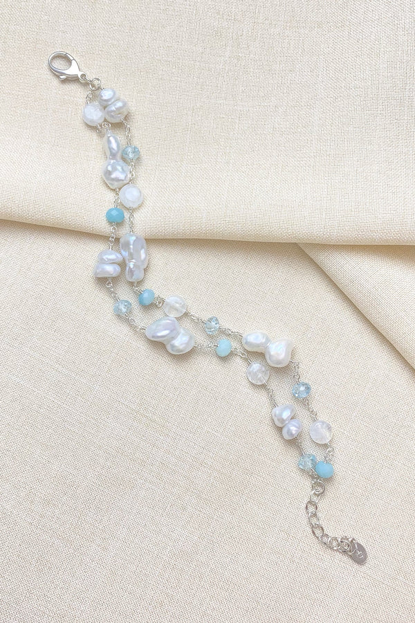 Pearl and Aqua Gemstone Bracelet - Marshcreekjewelry