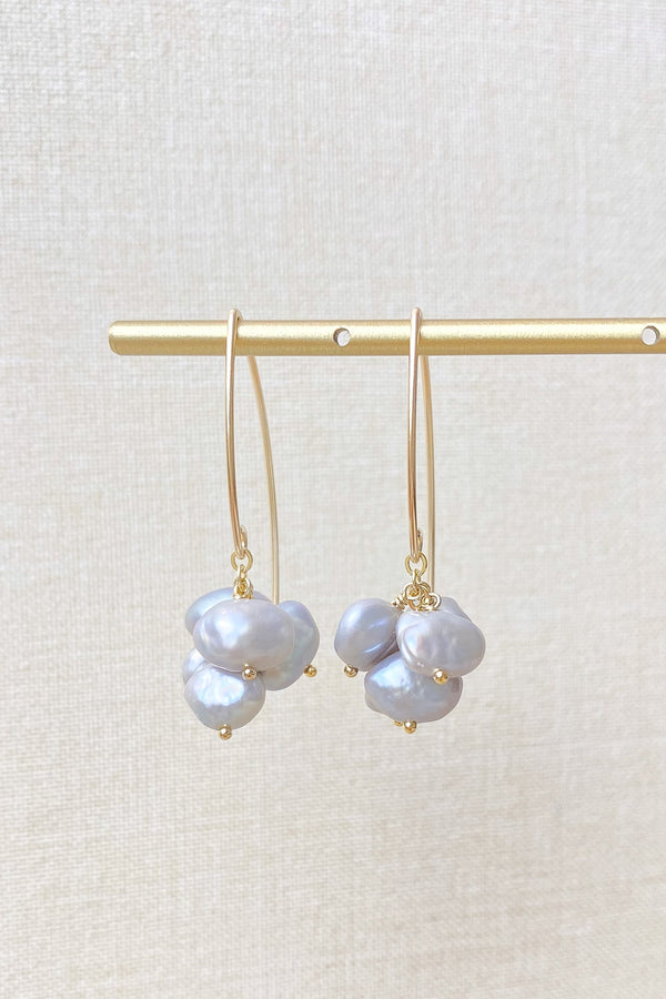 Pearl Cluster Earrings in Gold Fill - Marshcreekjewelry