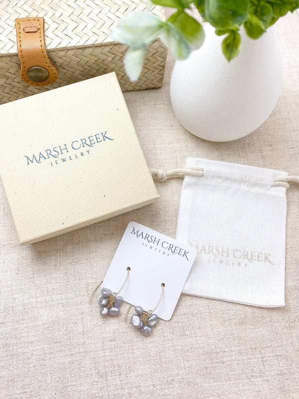 Pearl Cluster Earrings in Gold Fill - Marshcreekjewelry