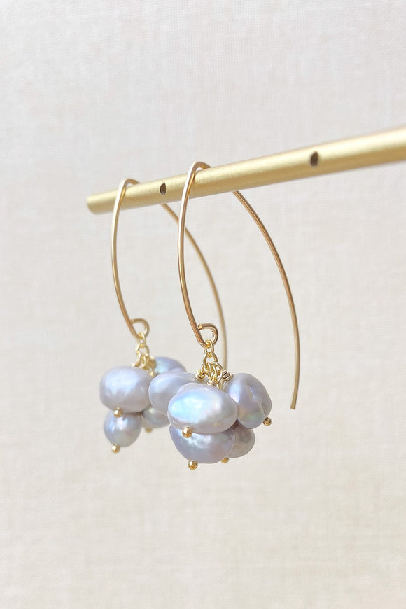 Pearl Cluster Earrings in Gold Fill - Marshcreekjewelry