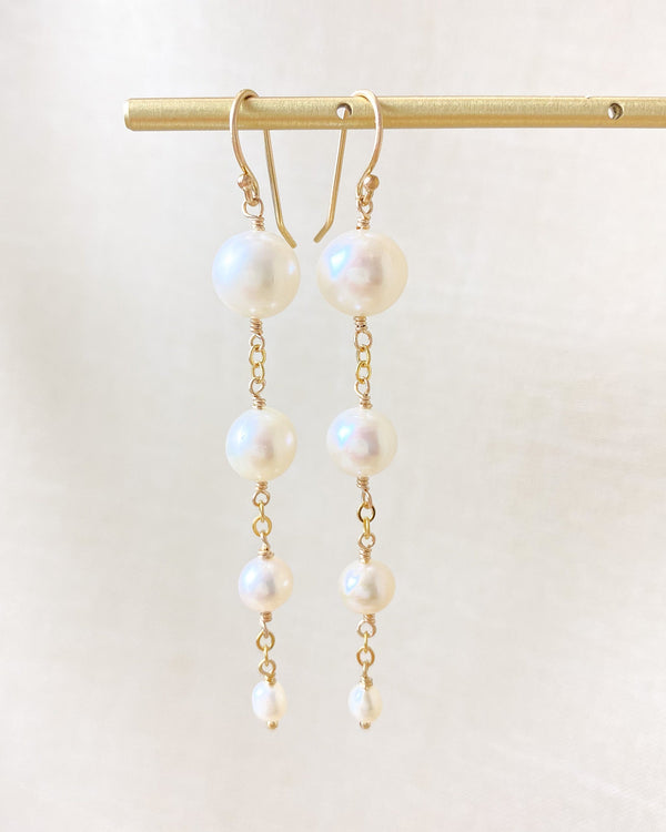 Pearl Linear Drop Earrings - Marshcreekjewelry