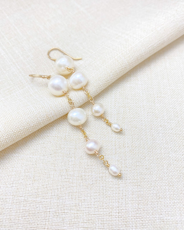 Pearl Linear Drop Earrings - Marshcreekjewelry