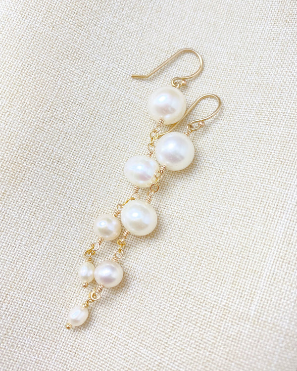 Pearl Linear Drop Earrings - Marshcreekjewelry