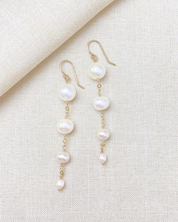 Pearl Linear Drop Earrings - Marshcreekjewelry
