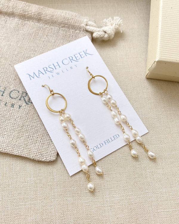 Pearl Waterfall Earrings - Marshcreekjewelry