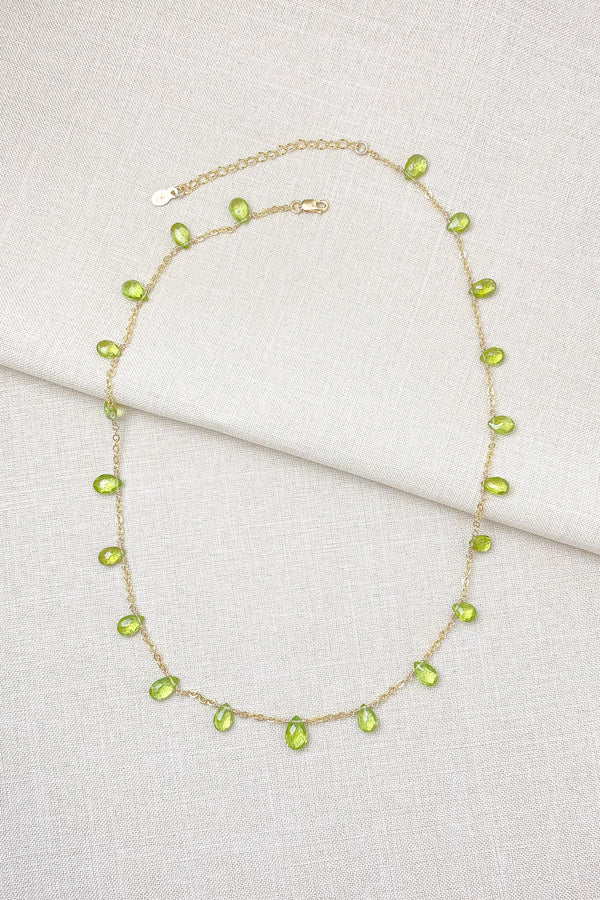 Peridot Briolette Necklace in Gold Fill - Marshcreekjewelry