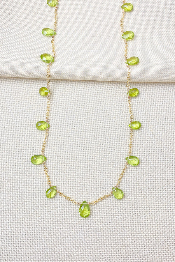 Peridot Briolette Necklace in Gold Fill - Marshcreekjewelry