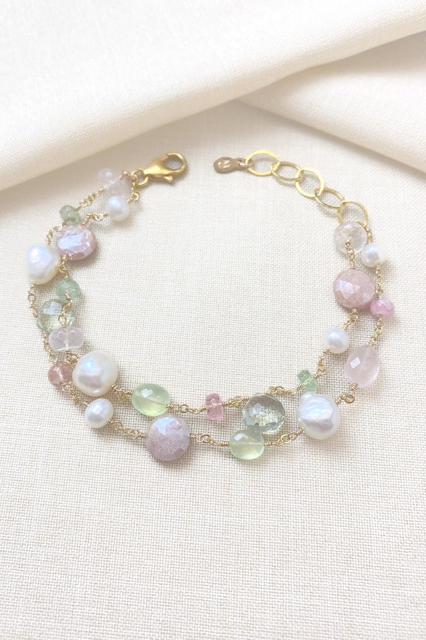 Pink and Green Gemstone Bracelet - Marshcreekjewelry