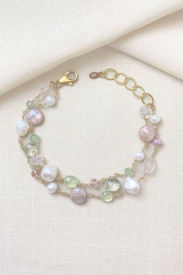 Pink and Green Gemstone Bracelet - Marshcreekjewelry