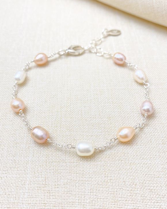 St Catherines Pink Pearl Station Bracelet - Marshcreekjewelry