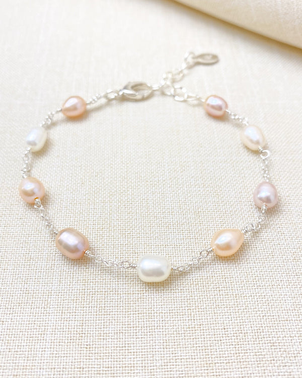 St Catherines Pink Pearl Station Bracelet - Marshcreekjewelry